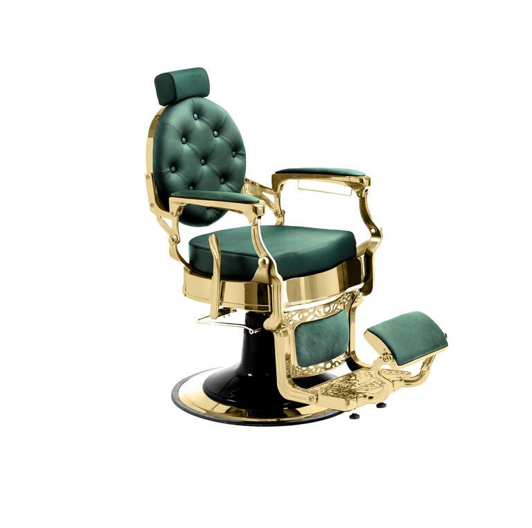 ANTIQUE zöld-arany barber/férfiszék